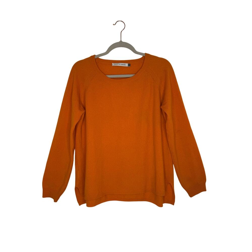 Stitch & Needle 100% Cashmere Crew Neck Sweater Orange Women's Size Small